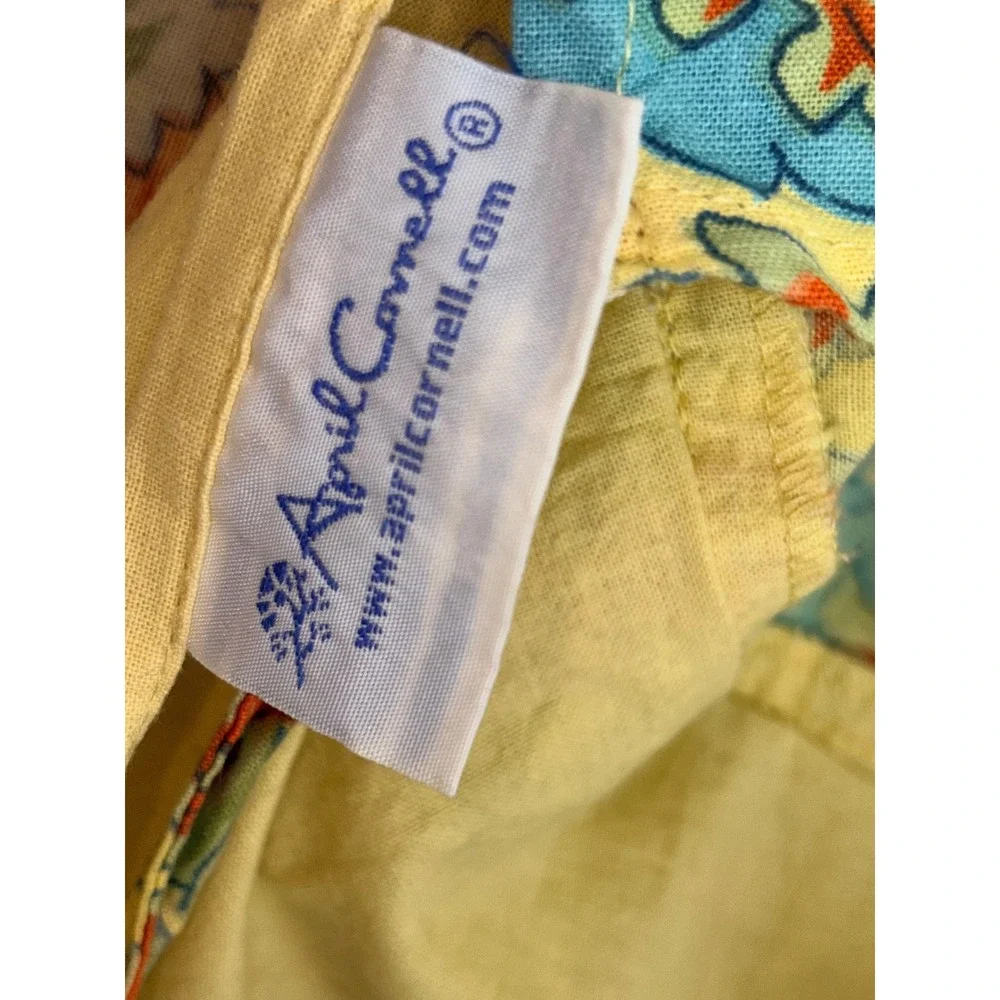 April Cornell Apron One Size Multi Paisley Floral Tiered Ruffle Cotton Excellent